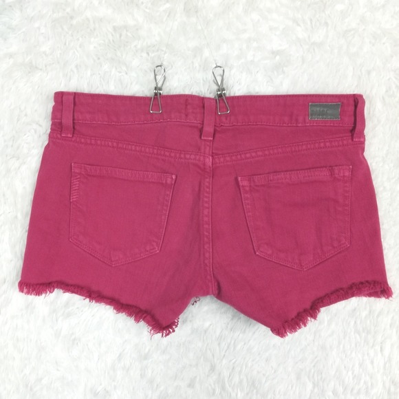 Paige Womens Shorts Shortie Denim Cut Off Mini Red Low Rise 2‎ 1/2" Inseam 26 - Picture 2 of 8